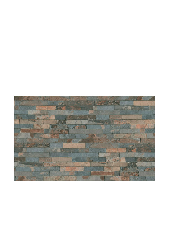 Wallpaper Wood Stone Vinyl Petrol L1000xW53cm Washable