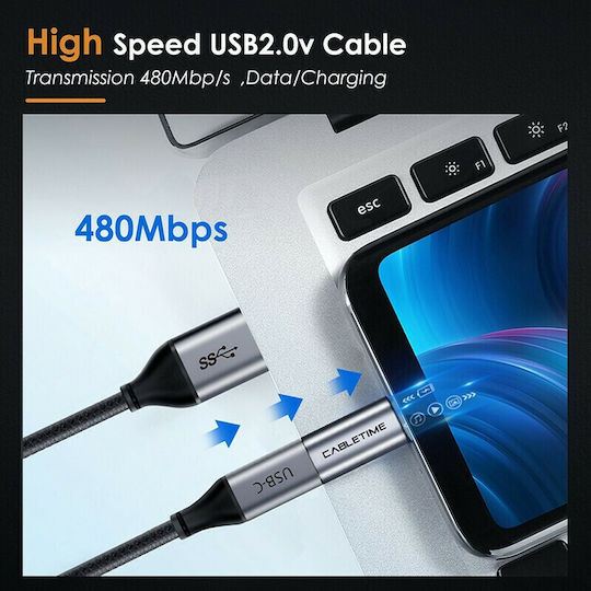 Cabletime C160 Convertor USB-C masculin în micro USB feminin Gri 1buc