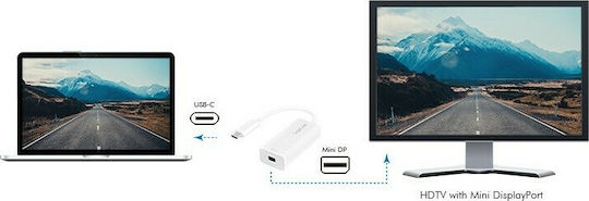 LogiLink Konverter USB-C männlich zu Mini-DisplayPort weiblich Weiß 1Stück UA0360