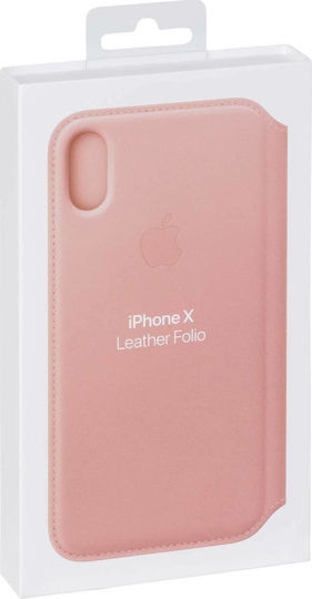 Apple Leather Folio Book Δερμάτινο Ροζ (iPhone X / Xs)