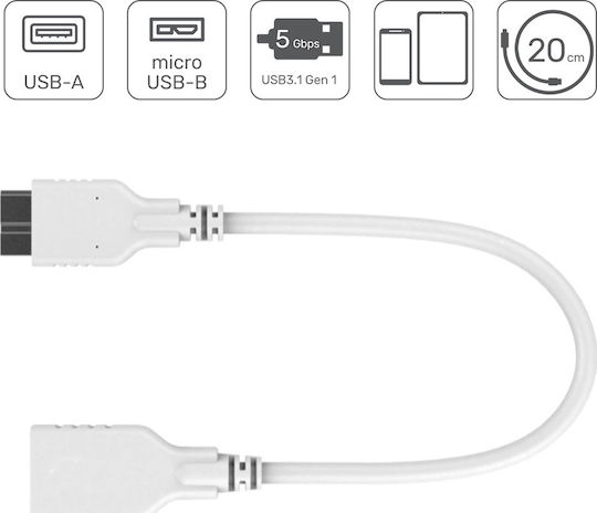 Unitek Converter micro USB male to USB-A male White 1pcs Y-C453