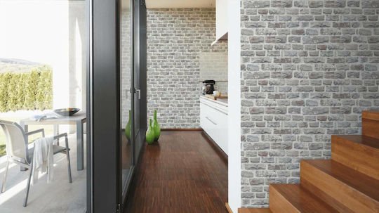 Wall Wallpaper Brick Vinyl Gray 1000x53cm Washable