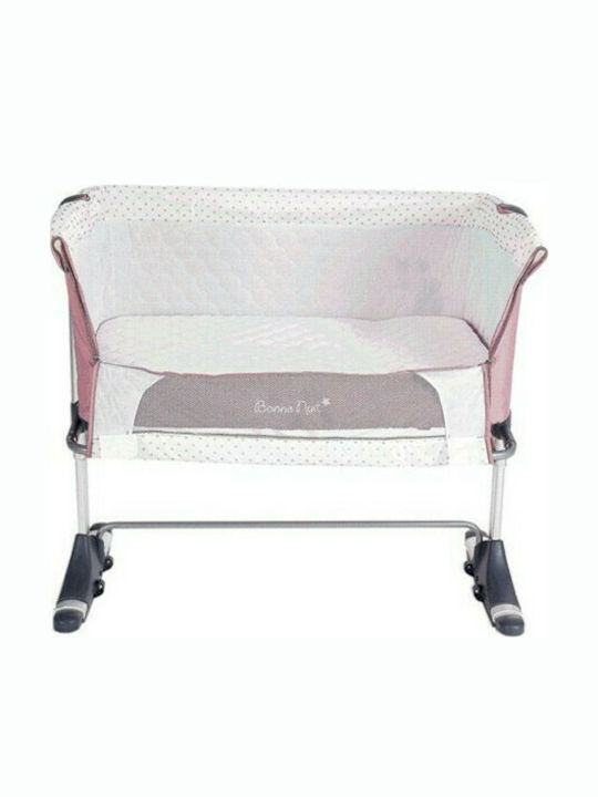 Kikka Boo Cradle Bonne Nuit with Mattress, Side Opening, and Wheels Pink Melange