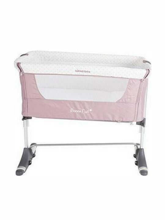 Kikka Boo Cradle Bonne Nuit with Mattress, Side Opening, and Wheels Pink Melange