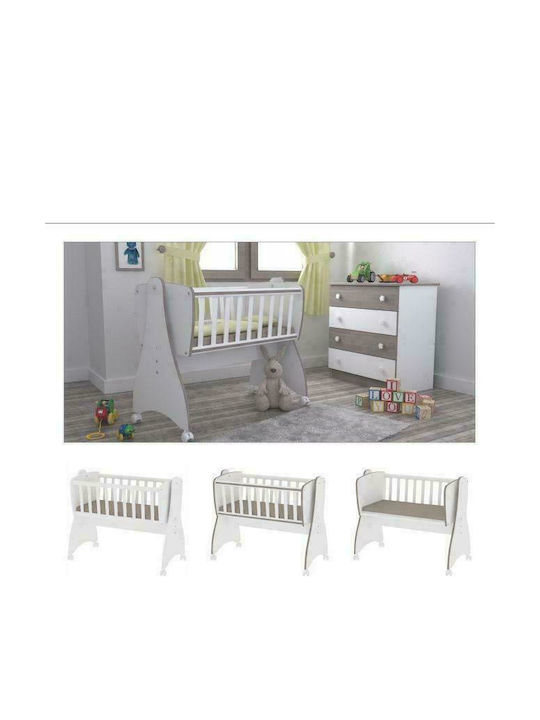 Lorelli Cradle First Dreams with Side Opening and Wheels White Coffee