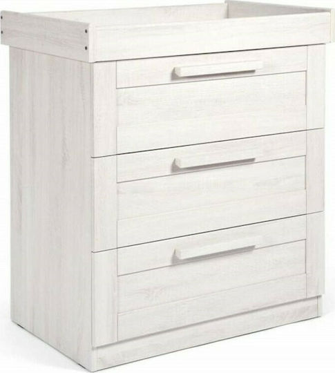 Mamas & Papas Atlas Nimbus Baby-Möbel-Set mit Bett, Kinderzimmer-Schublade & Chaniging Tisch Weiß