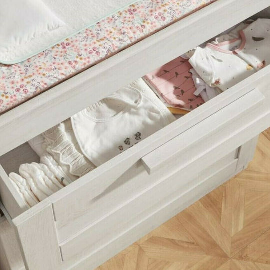 Mamas & Papas Atlas Nimbus Baby-Möbel-Set mit Bett, Kinderzimmer-Schublade & Chaniging Tisch Weiß