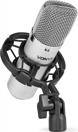 Vonyx CM400 Πυκνωτικό Μικρόφωνο XLR Shock Mounted για Φωνητικά σε Ασημί Χρώμα
