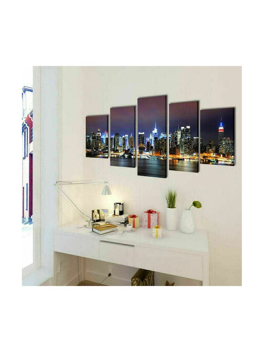 vidaXL Fivefold Painting on Canvas 100x50cm
