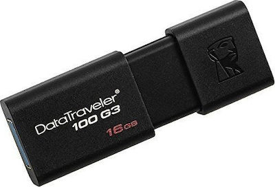 Kingston DataTraveler 100 G3 16GB USB 3.0 Stick Μαύρο