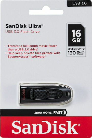 Sandisk Ultra 16GB USB 3.0 Stick Black