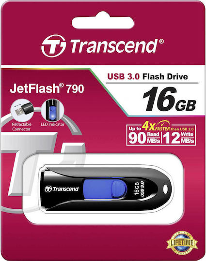 Transcend JetFlash 790 16GB USB 3.0 Stick Black