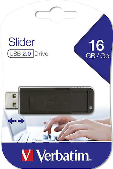 Verbatim Store 'n' Go Slider 16GB USB 2.0 Stick Μαύρο