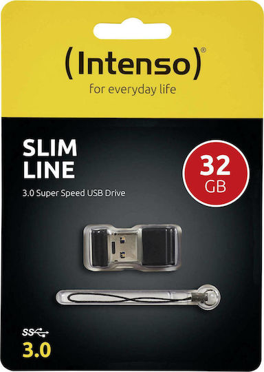 Intenso Slim Line 32GB USB 3.0 Stick Μαύρο