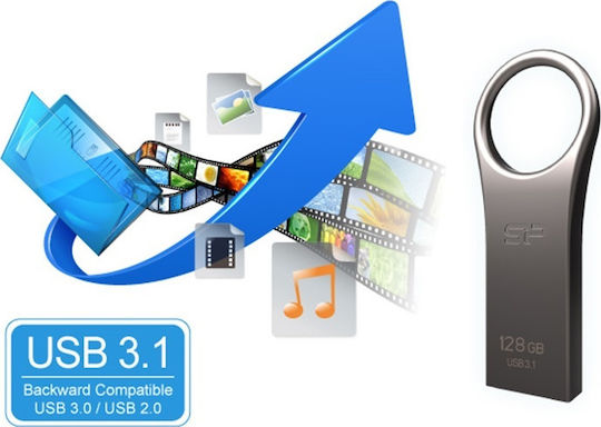 Silicon Power Jewel J80 64GB USB 3.0 Stick Ασημί