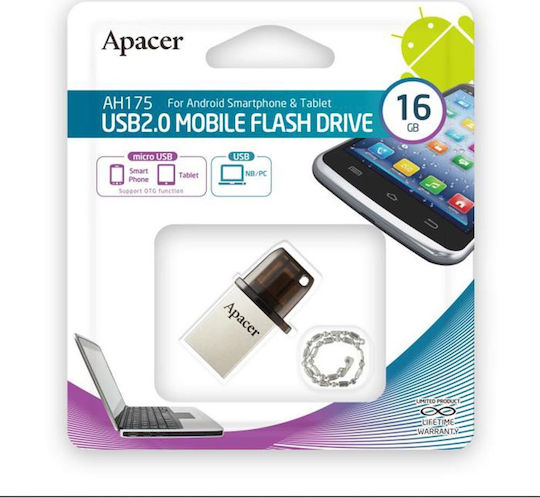 Apacer AH175 16GB USB 2.0 Stick with connection micro USB-B Black