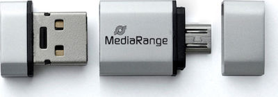 MediaRange 16GB USB 2.0 Stick mit Verbindung USB-A & Micro-USB-B Silber