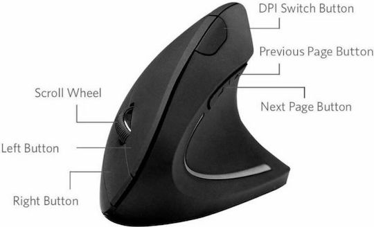 Gembird MUSW-ERGO-01 Kabellos Ergonomisch Vertikal Maus Schwarz