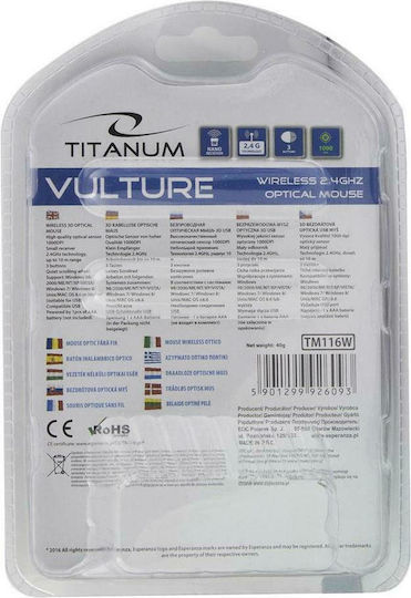 Esperanza Titanum 3D Vulture Wireless Mouse Vulture White