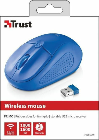 Trust Primo Wireless Безжичен Мишка Син