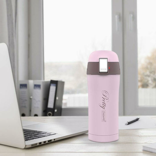 Maestro MR-1643 Glass Thermos Stainless Steel 300ml Pink with Mouthpiece