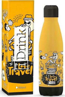 I-Total i Drink Bottle Thermos Stainless Steel Yellow 500ml ID0049