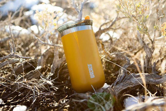 Wacaco Octaroma Lungo Travel Mug Glass Thermos Stainless Steel BPA Free 300ml Yellow with Mouthpiece