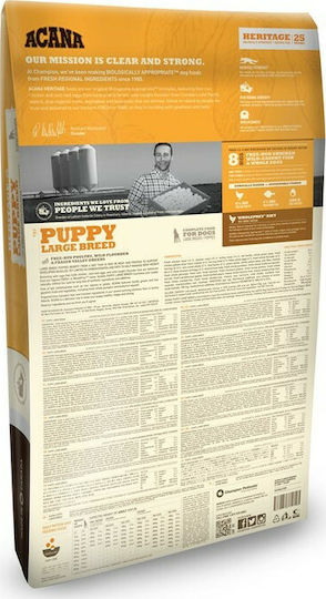 Acana Puppy Large Breed 11.4kg Dry Food Grain-Free for Large Breed Puppies with Turkey and Chicken