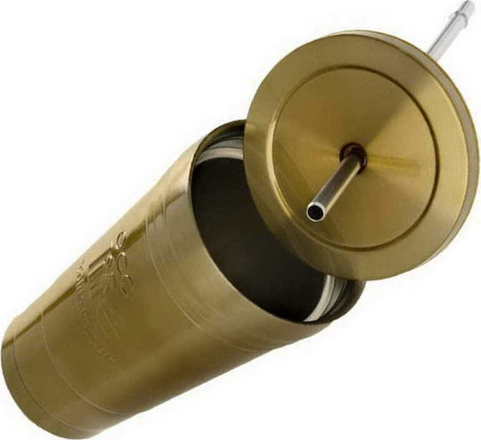 Ecolife Cup Recyclable Glass Thermos Stainless Steel BPA Free 480ml Gold with Straw