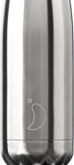 Chilly's Chrome Bottle Thermos Stainless Steel BPA Free 500ml Silver
