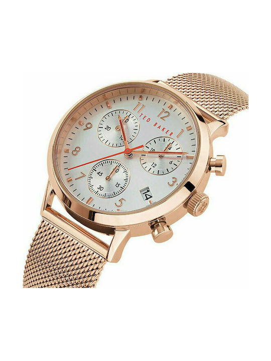 Ted Baker Cosmop Watch Chronograph Battery with Pink Gold Metal Bracelet