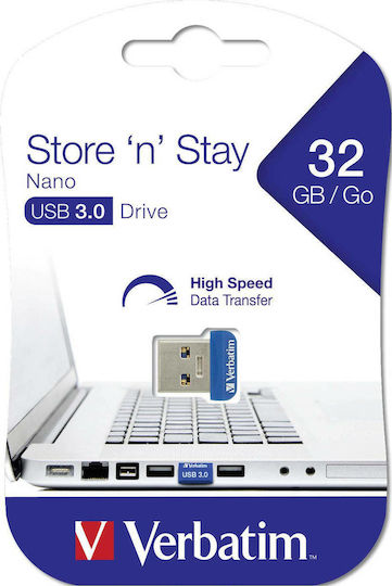 Verbatim Store 'n' Stay Nano 32GB USB 3.0 Stick Blau