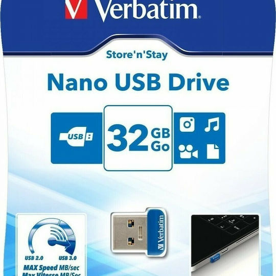 Verbatim Store 'n' Stay Nano 32GB USB 3.0 Stick Blau