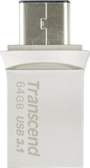 Transcend JetFlash 890 64GB USB 3.1 Stick with connection USB-A & USB-C Black