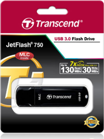 Transcend JetFlash 750 32GB USB 3.0 Stick Μαύρο