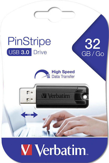 Verbatim PinStripe 32GB USB 3.0 Stick Schwarz
