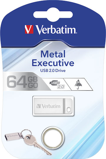Verbatim Metal Executive 64GB USB 2.0 Stick Silver