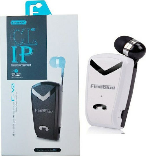 Fineblue F-V2 In-ear Bluetooth Handsfree Ακουστικό Πέτου Λευκό