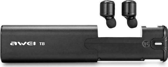 Awei T8 In-ear Bluetooth Handsfree Căști cu Rezistență la Transpirație și Carcasă de Încărcare Negru