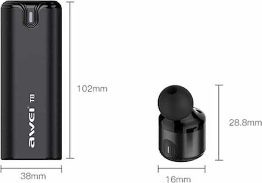 Awei T8 In-ear Bluetooth Handsfree Căști cu Rezistență la Transpirație și Carcasă de Încărcare Negru
