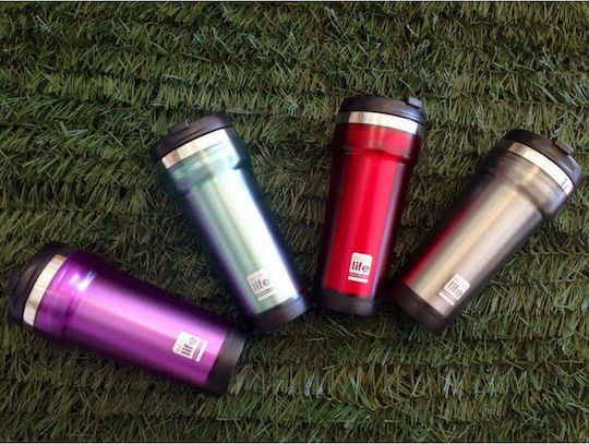 Ecolife Internal Recyclable Glass Thermos Stainless Steel BPA Free 420ml Silver