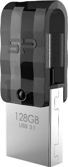 Silicon Power Mobile C31 128GB USB 3.2 Stick με σύνδεση USB-A & USB-C Μαύρο