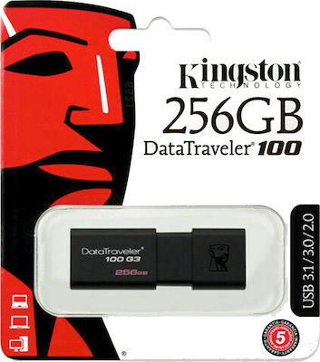 Kingston DataTraveler 100 G3 256GB USB 3.0 Stick Negru