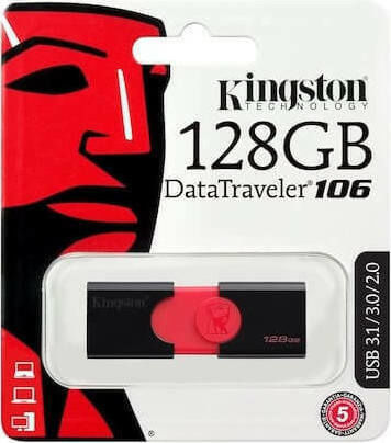 Kingston DataTraveler 106 128GB USB 3.1 Stick Μαύρο