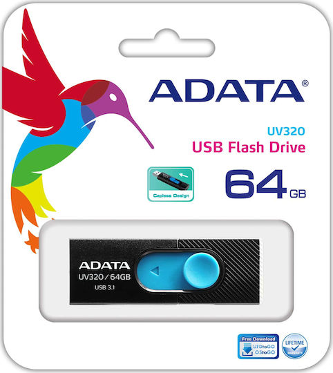 Adata DashDrive UV320 64GB USB 3.2 Stick Μαύρο