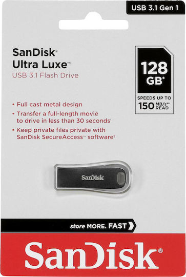 Sandisk Ultra Luxe 128GB USB 3.1 Stick Ασημί