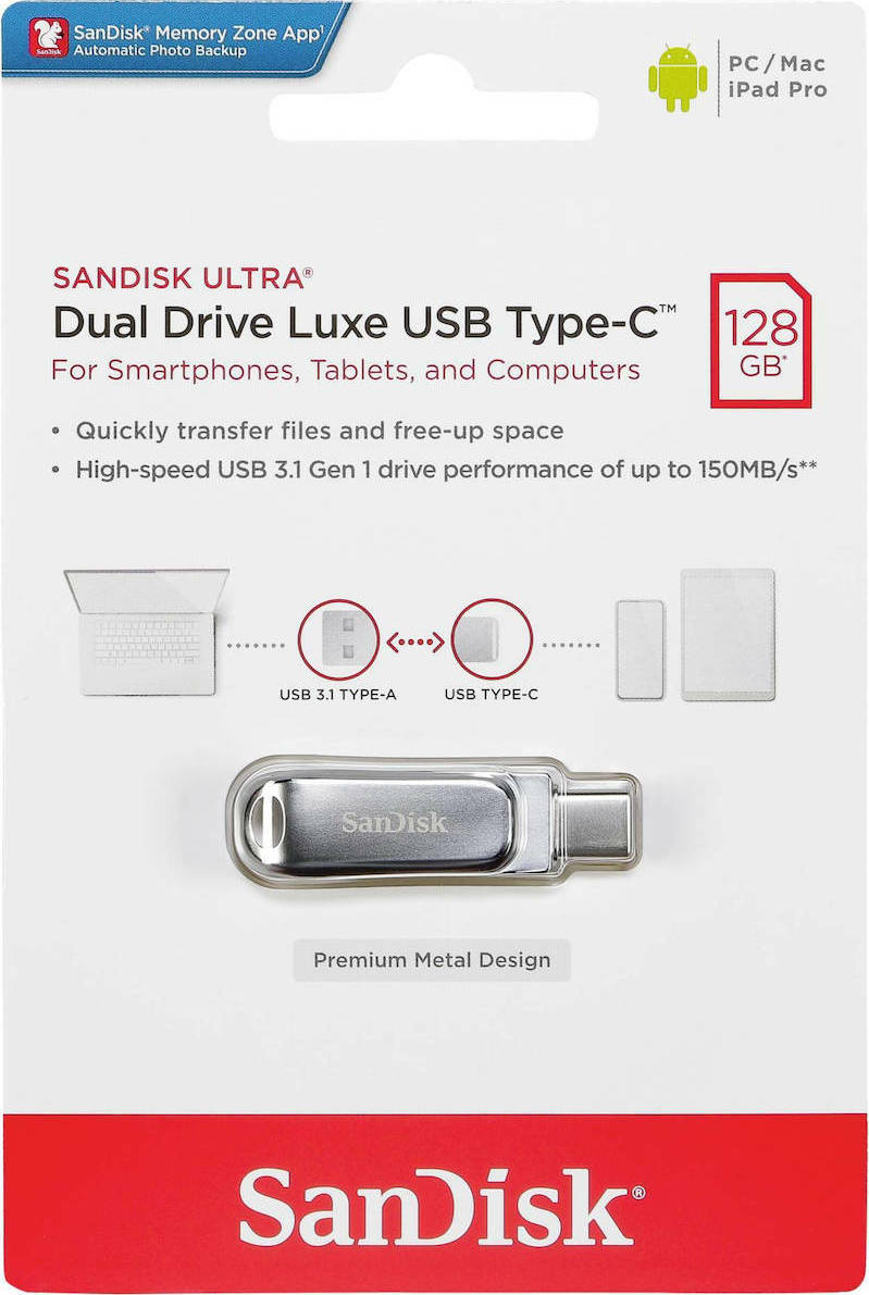 SanDisk Ultra Dual Drive Luxe 128GB USB 3.1, USB Type-C Flash Drive Silver  SDDDC4-128G-A46 - Best Buy