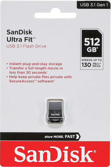 Sandisk Ultra Fit 512GB USB 3.1 Stick Black