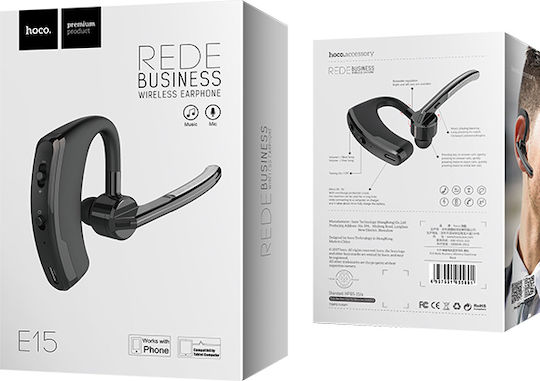 Hoco E15 In-ear Bluetooth Handsfree Ακουστικό Μαύρο