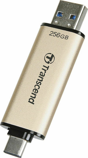 Transcend JetFlash 930C 256GB USB 3.2 Stick with connection USB-A & USB-C Gold
